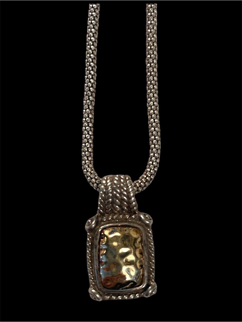 Belk & Co. Sterling Silver 925 & 14K Gold Hammered Pendant Necklace | Artisan